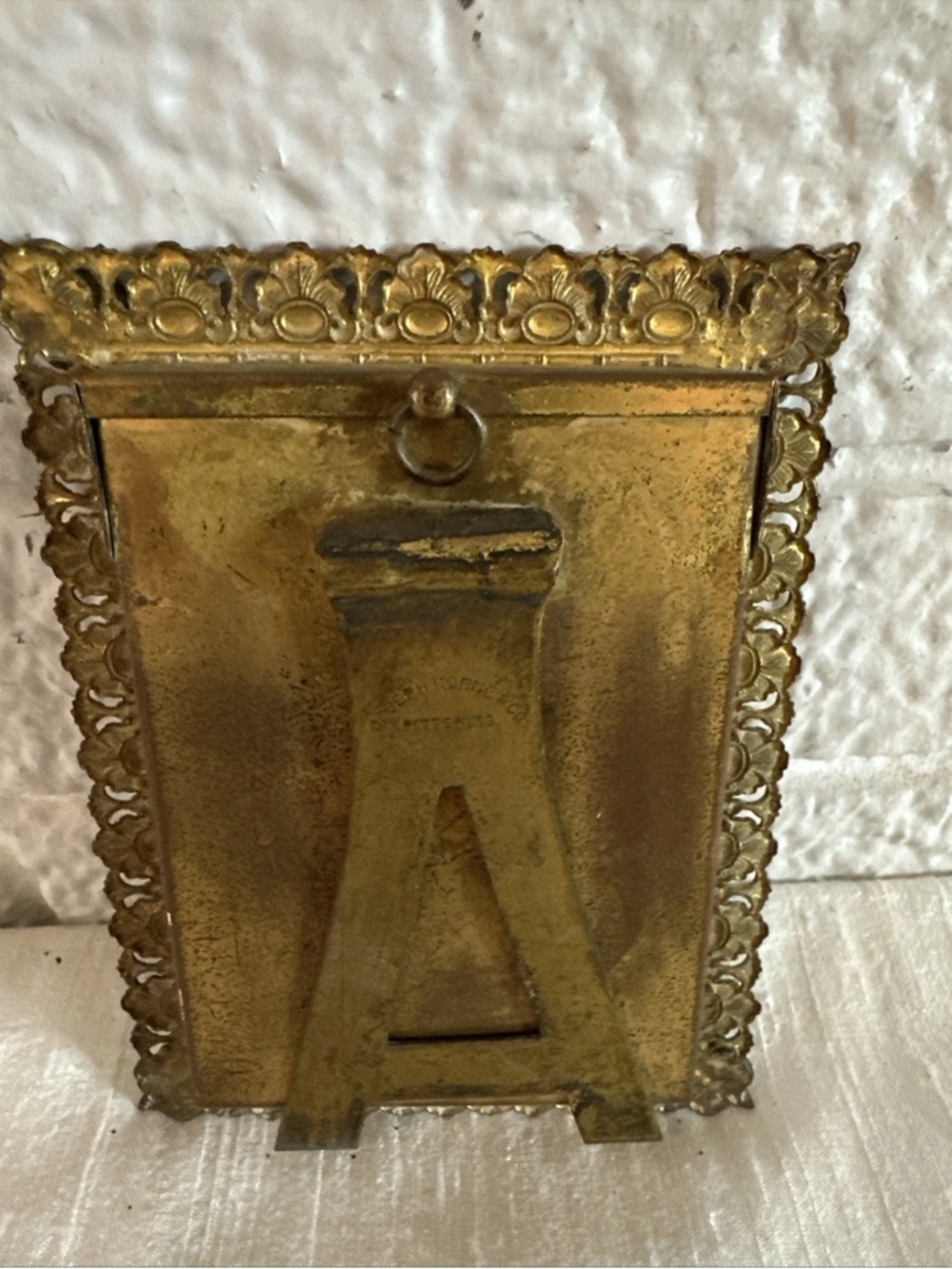 Antique MINI FREE Standing FILAGREE BRONZE Photo Frame Joseph Horne & CO 3.5X2.5 - Picture 5 of 6